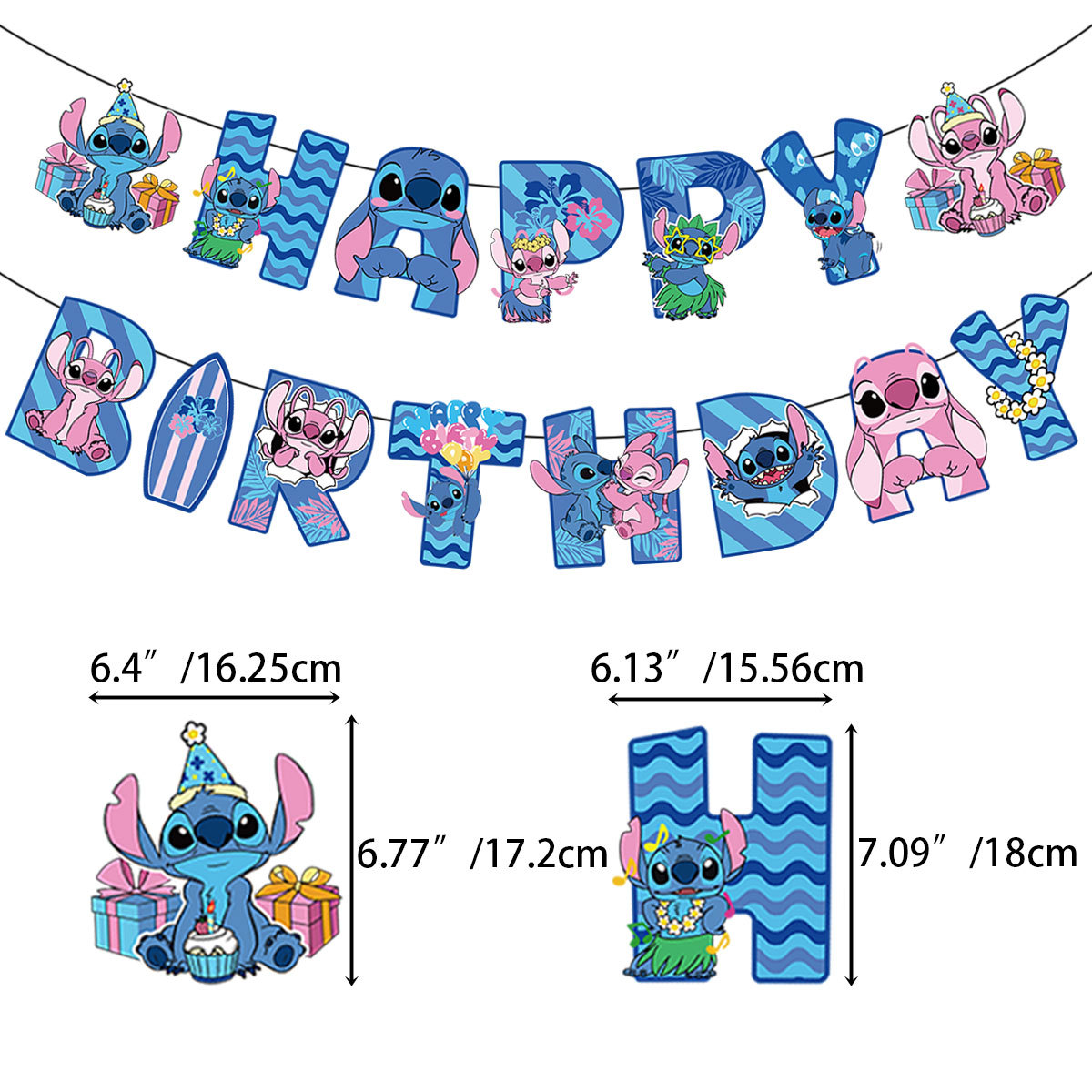 Lighting Mcqueen Birthday Decor - แบนเนอร์สินค้าอนิเมะดิสนีย์มินนี่, สติทช์, ไลท์นิ่ง แมคควีน, อุปกรณ์จัดปาร์ตี้, แบนเนอร์สุขสันต์วันเกิด,