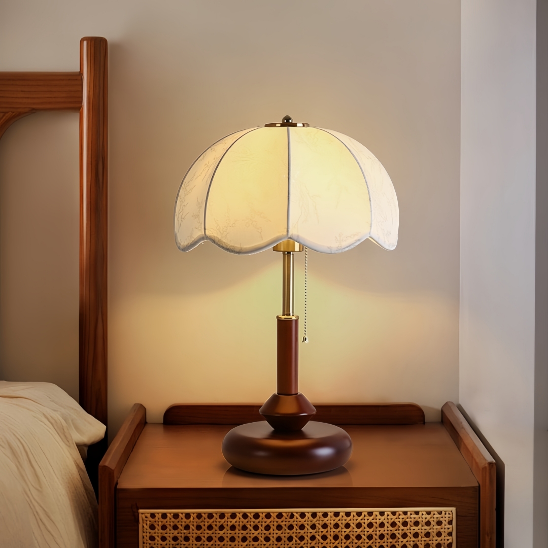 Home Lighting And Decor - โคมไฟตั้งโต๊ะทรงโดมแบบวินเทจ สำหรับห้องนอน โต๊ะข้างเตียง ห้องทำงาน ทางเข้าบ้าน พร้อมสายดึงแบบเรโทร