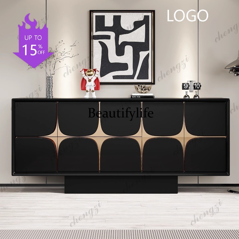 Decor Lighting & Decor Fires Photos - D1089 ตู้เก็บของสไตล์อิตาเลียนหรูหราแบบเรียบง่ายทันสมัย ตกแต่งด้วยไม้เนื้อแข็ง ใช้เป็นตู้เก็บของข้างโต๊ะอาหารหรือตู้ข้างเตียงในห้องนอน