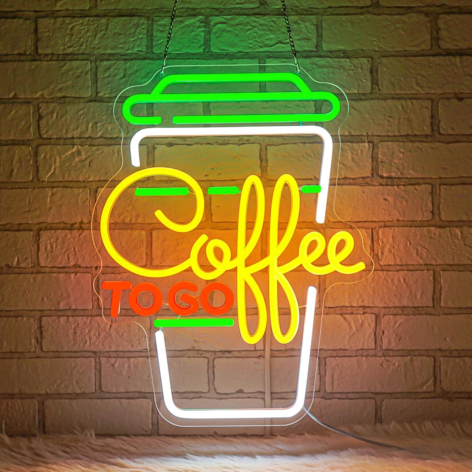 Home Lighting And Decor - ป้ายไฟนีออนรูปกาแฟ ไฟ LED ปรับความสว่างได้ผ่าน USB สำหรับสถานีกาแฟ