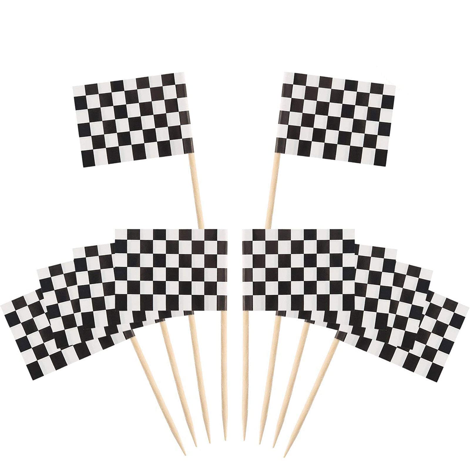 Lighting Mcqueen Birthday Decor - 24 ชิ้น Checkered Racing Flag Toothpicks