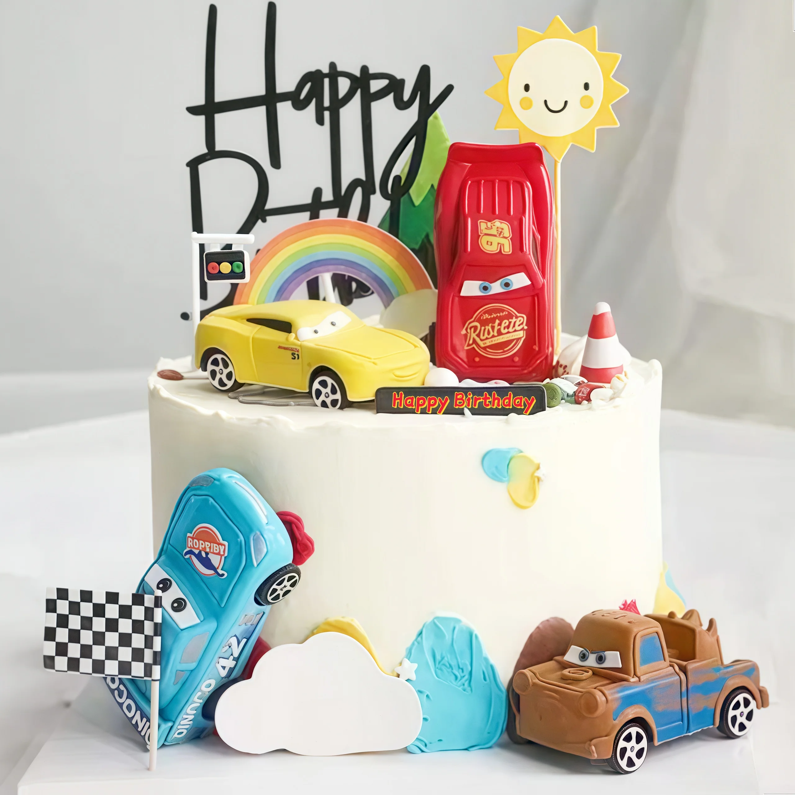 อุปกรณ์ตกแต่งเค้กวันเกิดลายรถย - Lighting Mcqueen Birthday Decor บทวิจารณ์และราคา