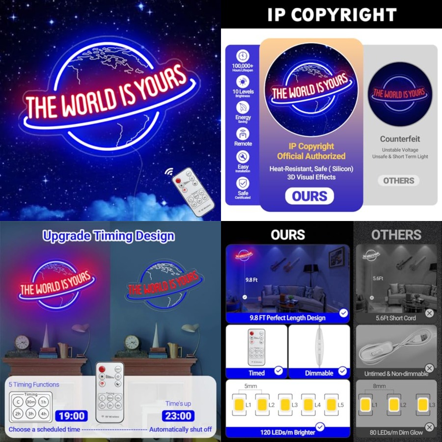ป้ายไฟนีออน The World Is Yours - Lighting World Decor บทวิจารณ์และราคา