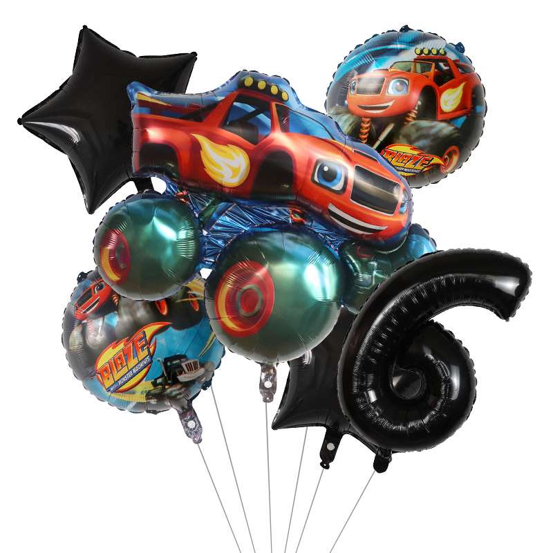 1 ชุด Blaze Monster ฟอยล์บอลลู - Lighting Mcqueen Birthday Decor บทวิจารณ์และราคา