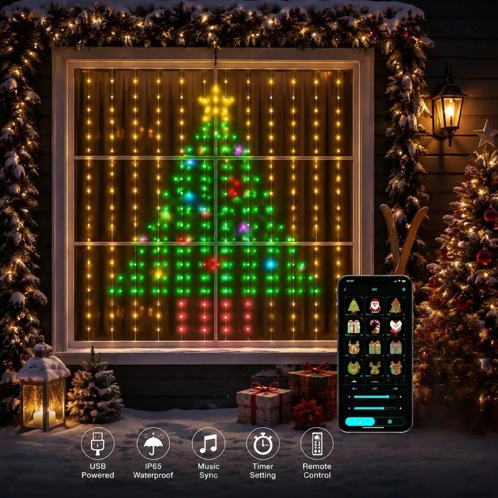 ไฟม่านคริสต์มาส LED เปลี่ยนสีไ - Home Lighting And Decor บทวิจารณ์และราคา