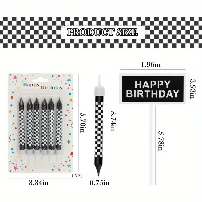 6/12pcs สีดําและสีขาววันเกิด C - Lighting Mcqueen Birthday Decor บทวิจารณ์และราคา