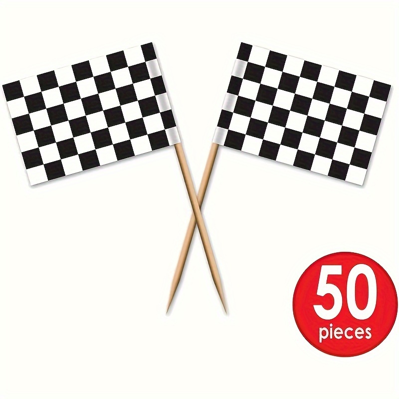 50 ชิ้น, Checkered Racing Flag - Lighting Mcqueen Birthday Decor บทวิจารณ์และราคา